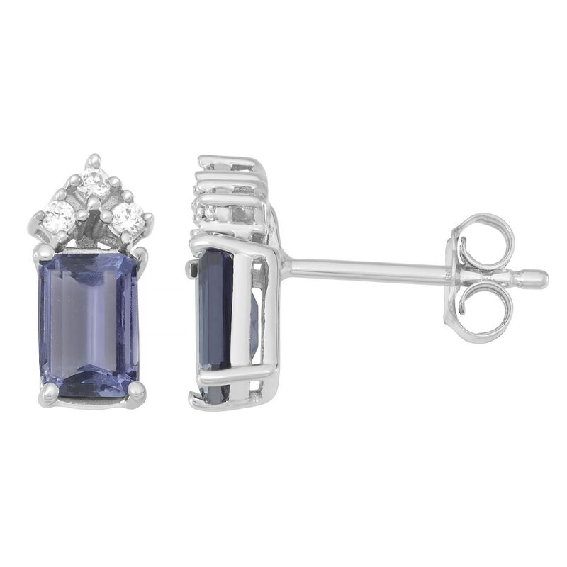 【送料無料】 アンブランデッド レディース ピアス・イヤリング アクセサリー 10k White Gold Tanzanite & 1/10 Carat T.W. Diamond Stud Earrings 10k White Gold