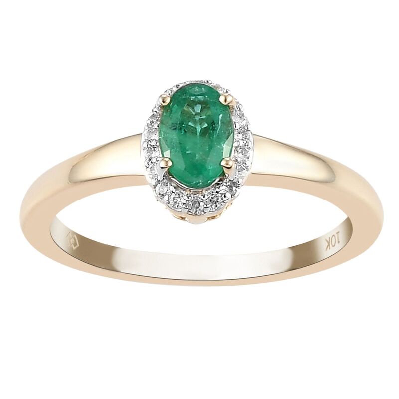 【送料無料】 アンブランデッド レディース リング アクセサリー 10k Gold Genuine Emerald & White Topaz Accent Ring Yellow