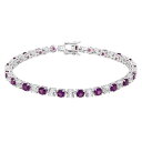 【送料無料】 アンブランデッド レディース ブレスレット・バングル・アンクレット アクセサリー Sterling Silver Amethyst & Lab-C...