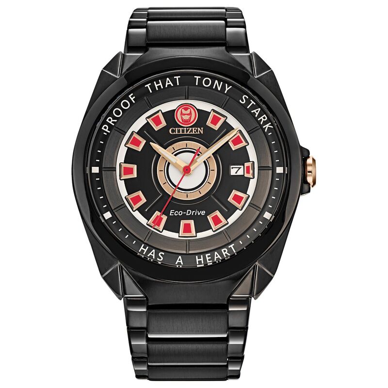 【送料無料】 シチズン メンズ 腕時計 アクセサリー Citizen Eco-Drive Men's Marvel Tony Stark Black IP Stainless Steel Bracelet Watch Black