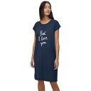 【送料無料】 Ellos レディース ナイトウェア アンダーウェア ellos Women's Plus Size V-Neck Sleep Shirt Navy Bed I Love You