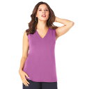 【送料無料】 ロアマンズ レディース Tシャツ トップス Roaman's Women's Plus Size Ultrasmooth Fabric V Neck Tank Pretty Orchid