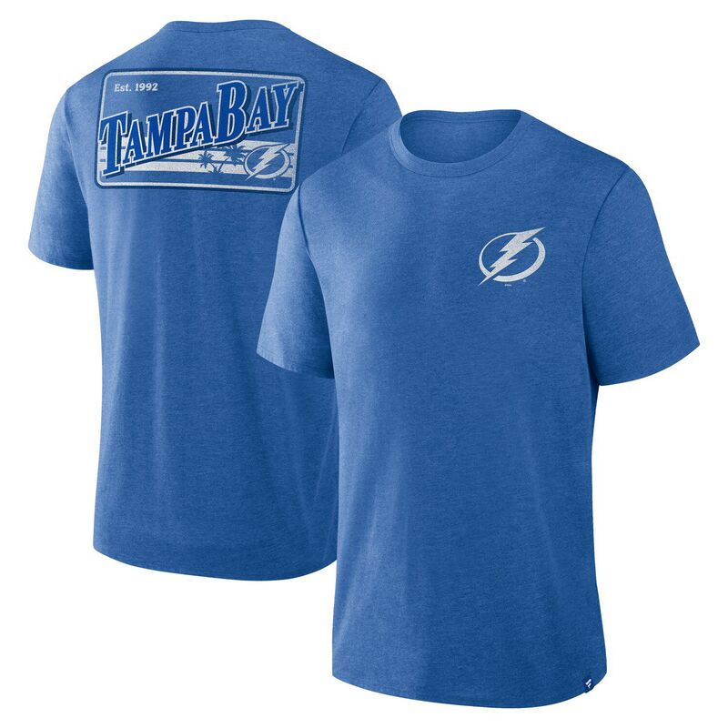 【送料無料】 ファナティクス メンズ Tシャツ トップス Men's Fanatics Heather Blue Tampa Bay Lightning Fan Lanes Tri-Blend T-Shirt Lgh Multi