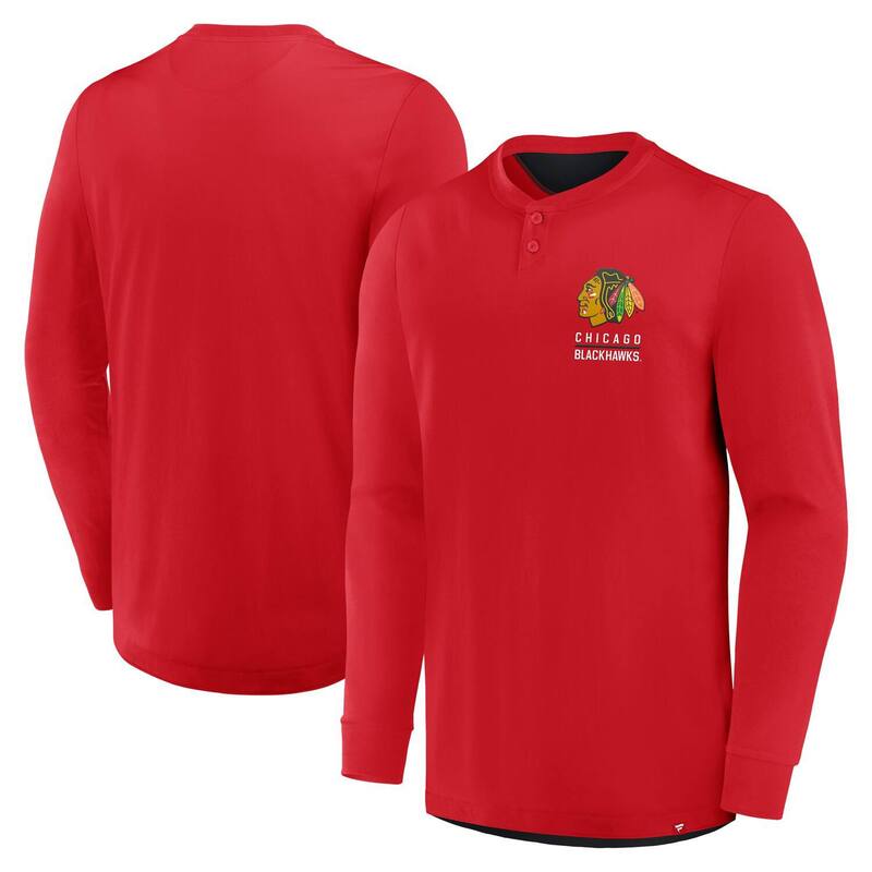 【送料無料】 ファナティクス メンズ Tシャツ トップス Men's Fanatics Red Chicago Blackhawks Adrenaline Push Long Sleeve T-Shirt Hwk Red