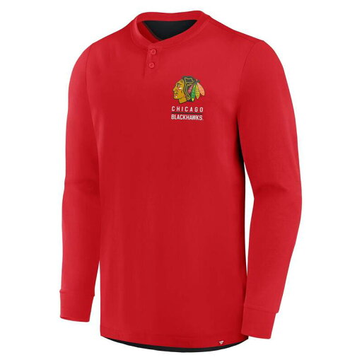 【送料無料】 ファナティクス メンズ Tシャツ トップス Men's Fanatics Red Chicago Blackhawks Adrenaline Push Long Sleeve T-Shirt Hwk Red