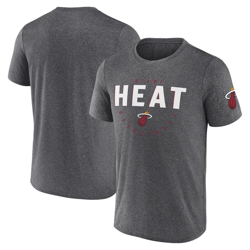 ̵ ֥ǥå  T ȥåץ Men's Heather Charcoal Miami Heat Block ...
