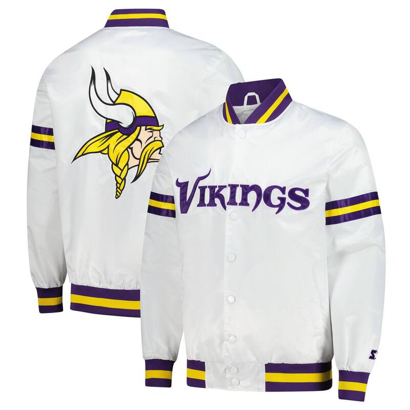 楽天ReVida 楽天市場店【送料無料】 スターター メンズ ジャケット・ブルゾン アウター Men'sStarter White Minnesota Vikings Scout Full-Snap Varsity Jacket Mvk White