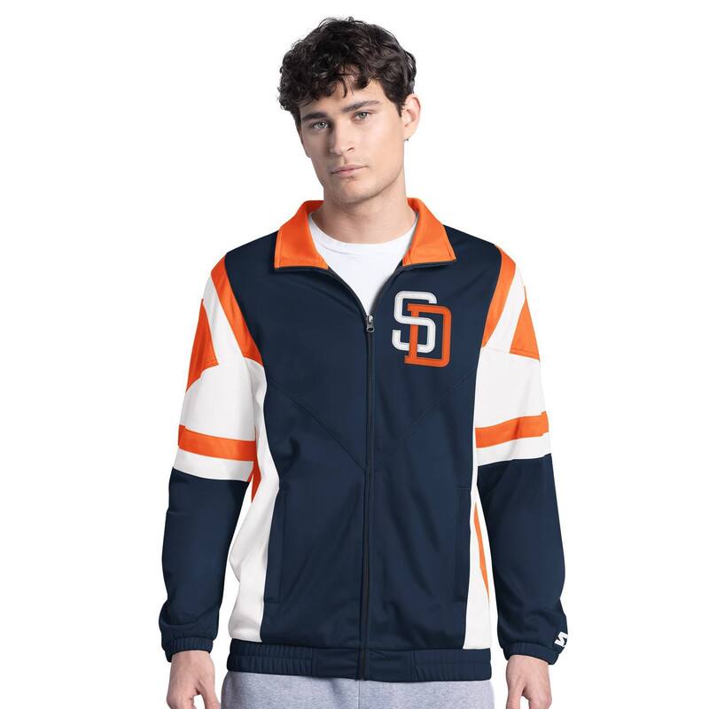 スターター メンズ アウター ジャケット・ブルゾン Men'starter Brown/Gold San Diego Padres Contender Tricot Full-Zip Track Jacket Pad Navy ネイビー