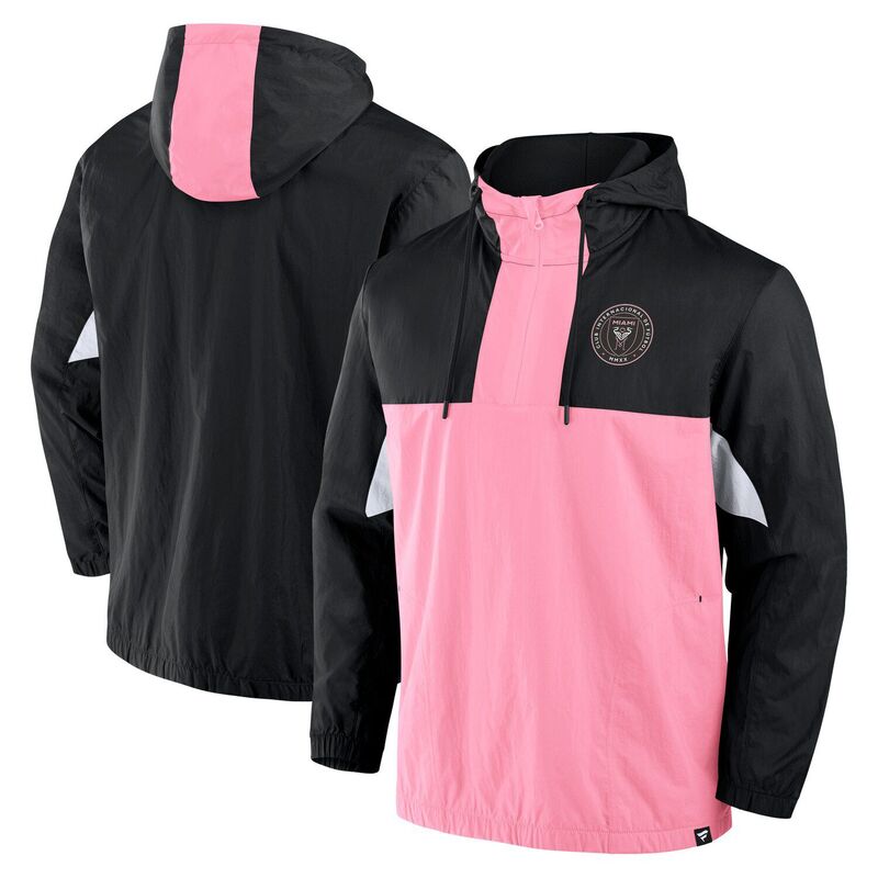 【送料無料】 ファナティクス メンズ Tシャツ トップス Men's Fanatics Black Inter Miami CF Free Kick Woven Quarter-Zip Hoodie Jacket Mls Black