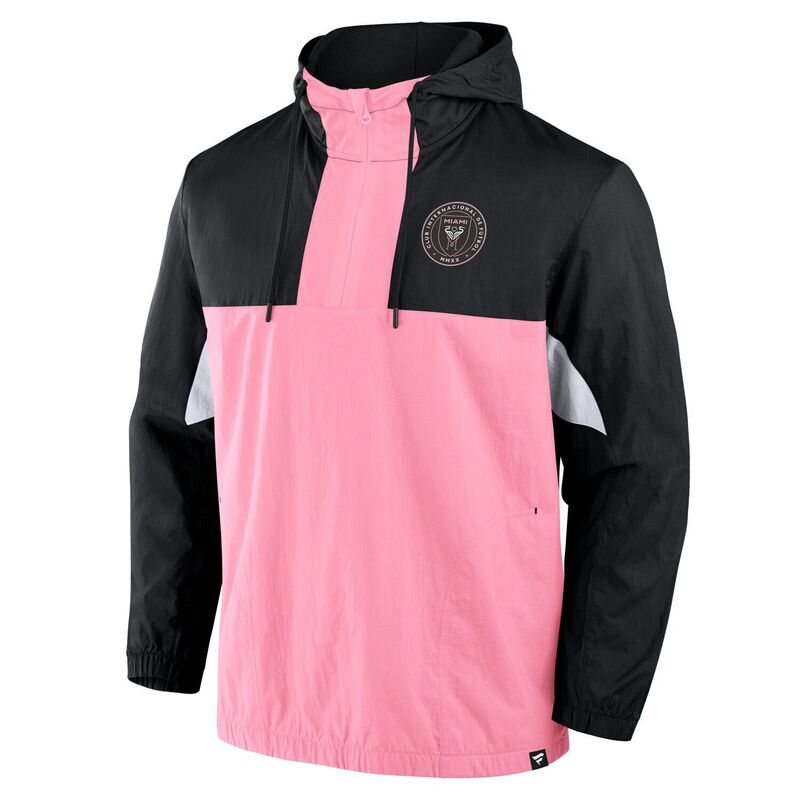 【送料無料】 ファナティクス メンズ Tシャツ トップス Men's Fanatics Black Inter Miami CF Free Kick Woven Quarter-Zip Hoodie Jacket Mls Black