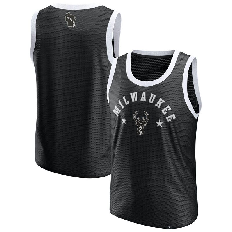 【送料無料】 ファナティクス メンズ Tシャツ トップス Men'sFanatics Black Milwaukee Bucks Mesh Tank Top Buk Black