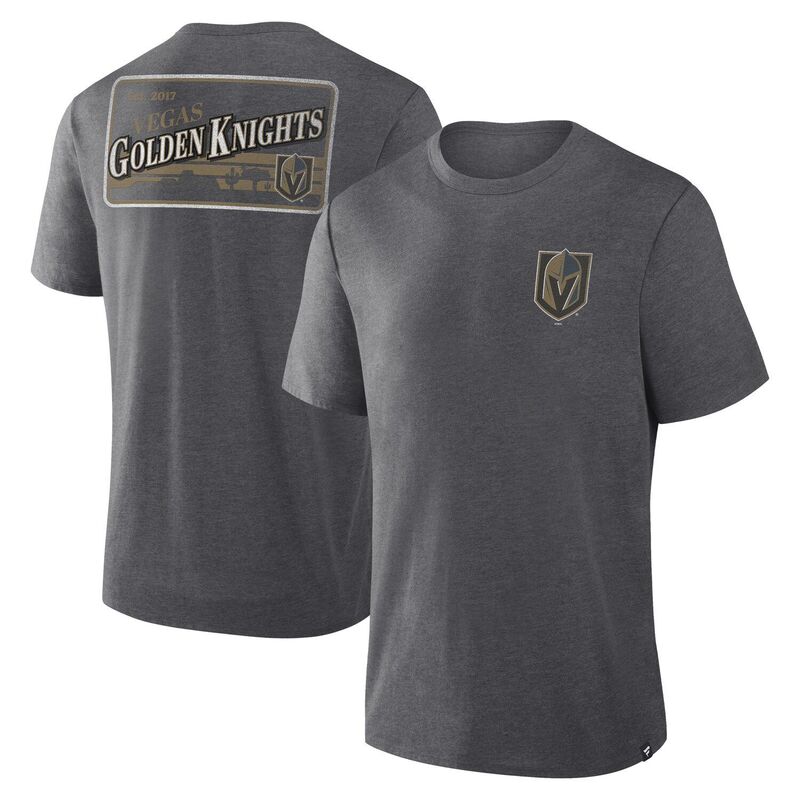 【送料無料】 ファナティクス メンズ Tシャツ トップス Men's Fanatics Heather Charcoal Vegas Golden Knights Fan Lanes Tri-Blend T-Shirt Lvk Charco