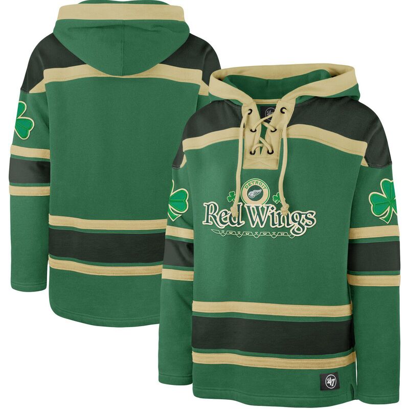 【送料無料】 フォーティセブンブランド メンズ Tシャツ トップス Men's '47 Kelly Green Detroit Red Wings St. Patrick's Day McLucky Superior Lacer Pullover Hoodie Rdw Green