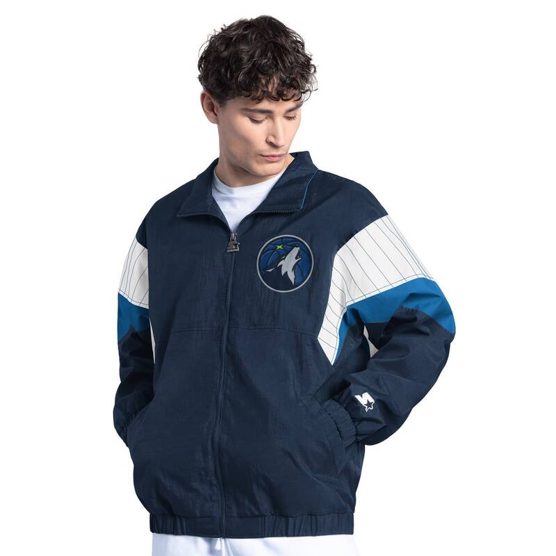 【送料無料】 スターター メンズ ジャケット・ブルゾン アウター Men's Starter Navy Minnesota Timberwolves Yard Line Full-Zip Jacket Mtw Navy