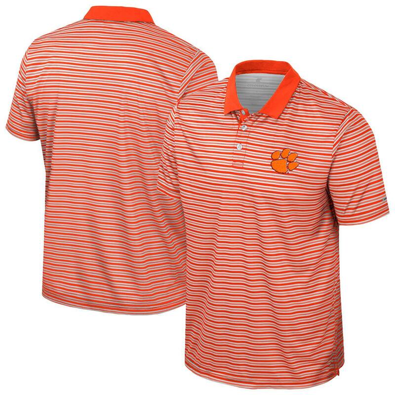 【送料無料】 コロシアム メンズ Tシャツ トップス Men's Colosseum Orange Clemson Tigers Striped Polo Clm Orange