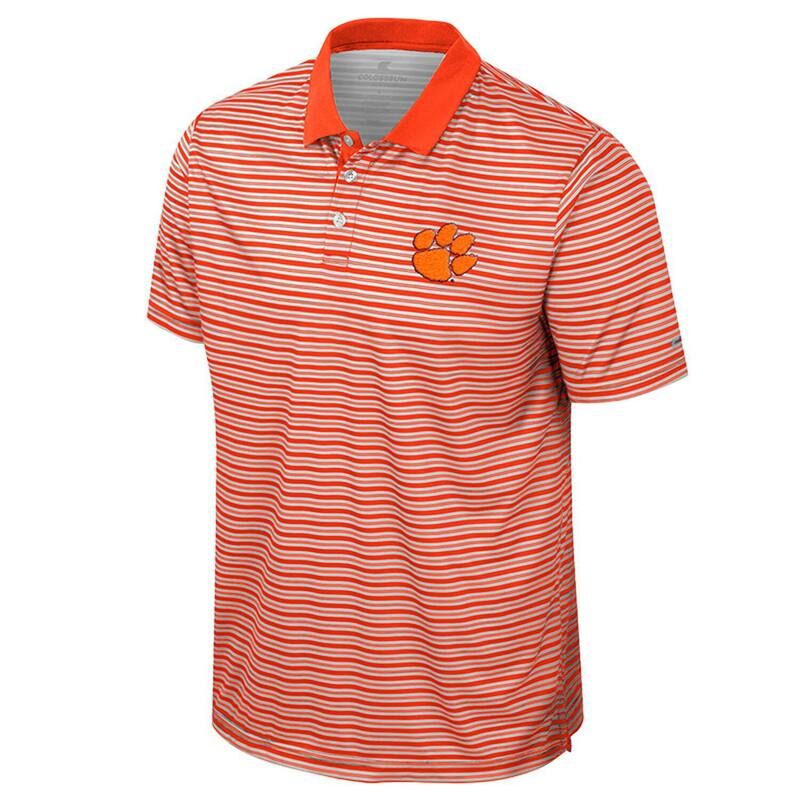 【送料無料】 コロシアム メンズ Tシャツ トップス Men's Colosseum Orange Clemson Tigers Striped Polo Clm Orange
