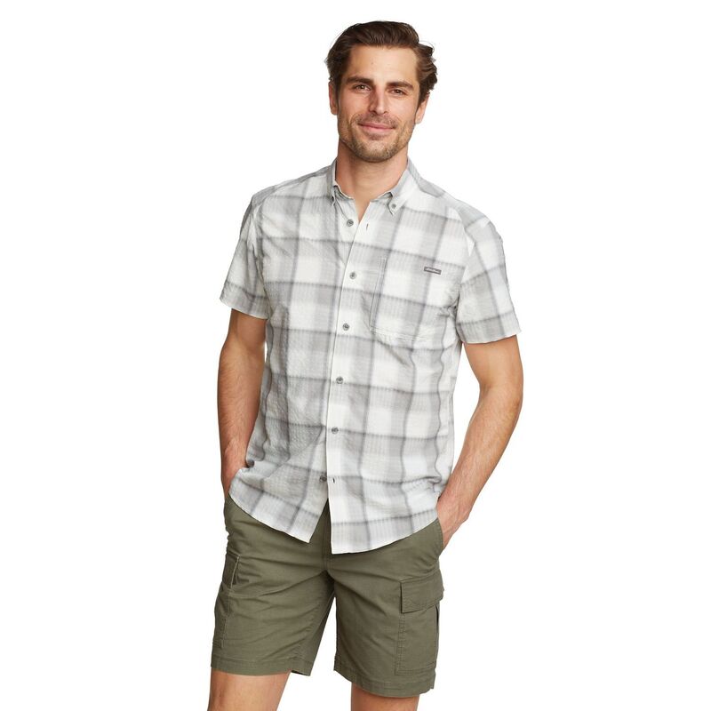 ̵ ǥ Х  T ȥåץ Big &Tall Eddie Bauer Short Sleeve Seersucker 2.0 Shirt Light Gray