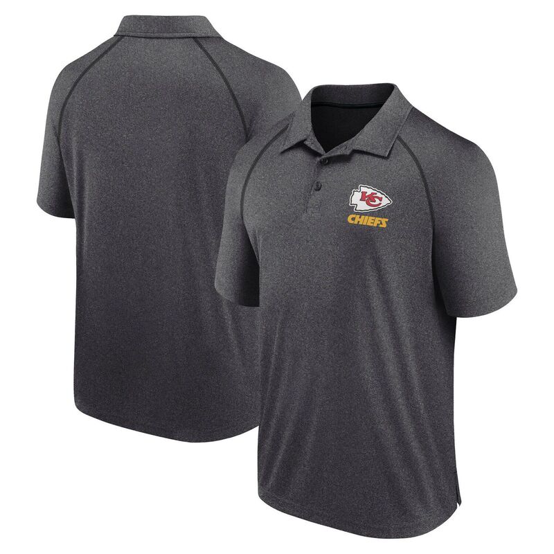 【送料無料】 ファナティクス メンズ Tシャツ トップス Men's Fanatics Heather Charcoal Kansas City Chiefs Making Waves Raglan Polo Chf Charco