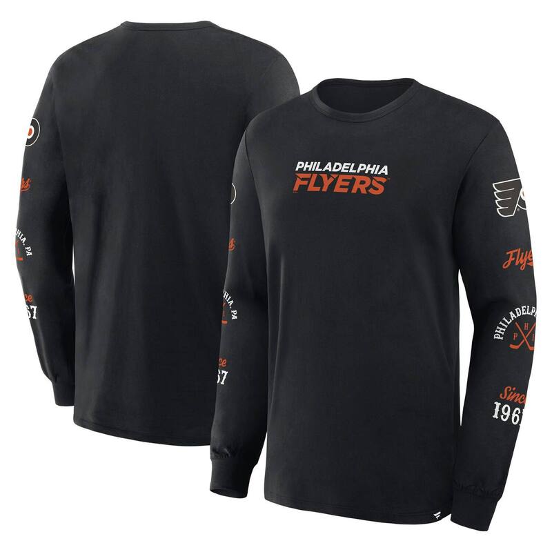【送料無料】 ファナティクス メンズ Tシャツ トップス Men's Fanatics Black Philadelphia Flyers Boxed In Legacy Long Sleeve T-Shirt Fly Black