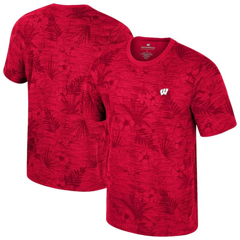 コロシアム メンズ トップス Tシャツ フラワー柄 プリント フラワー Men's Colosseum Red Wisconsin Ba..