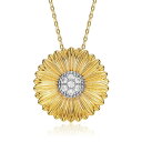 【送料無料】 アンブランデッド レディース ネックレス・チョーカー・ペンダントトップ アクセサリー 14k Gold Plated Cubic Zirconia Round Flower Pendant Necklace Gold Tone(4)