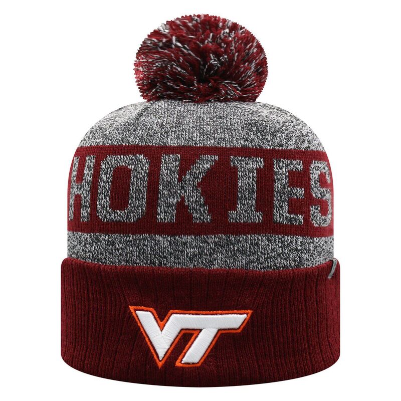 楽天ReVida 楽天市場店【送料無料】 トップオブザワールド メンズ 帽子 アクセサリー Men'sTop of the World Garnet Virginia Tech Hokies Below Zero Cuffed Knit Hat with Pom Vat Red