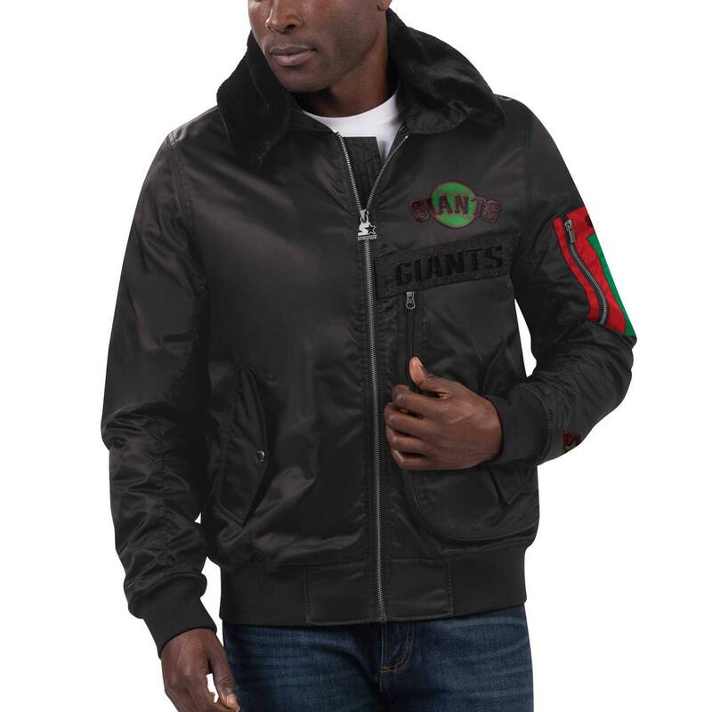 【送料無料】 スターター メンズ ジャケット・ブルゾン アウター Men's Starter x Ty Hopkins Black San Francisco Giants Black History Month Satin Full-Zip Jacket Gnt Black
