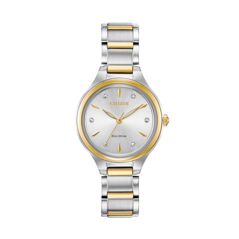 【送料無料】 シチズン レディース 腕時計 アクセサリー Citizen Eco-Drive Women's Diamond Accent Two Tone Stainless Steel Watch - FE2104-50A Two Tone