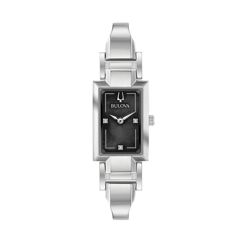 【送料無料】 ブロバ レディース 腕時計 アクセサリー Bulova Women's Diamond Accent Half-Bangle Watch - 96P209 Silvertone