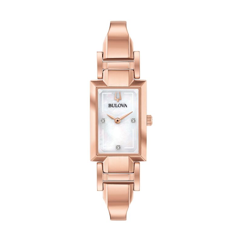 【送料無料】 ブロバ レディース 腕時計 アクセサリー Bulova Women's Diamond Accent Half-Bangle Watch Rose Tone