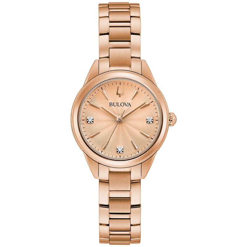 【送料無料】 ブロバ レディース 腕時計 アクセサリー Bulova Women's Diamond Accent Rose Gold-Tone Stainless Steel Watch - 97P151K Rose Gold Tone