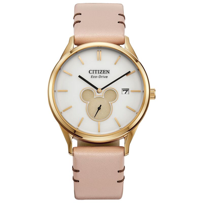 【送料無料】 シチズン レディース 腕時計 アクセサリー Disney's 100th Anniversary Mickey Mouse Women's Eco-Drive Shadow Tan Leather Strap Watch by Citizen - BV1132-08W Natural