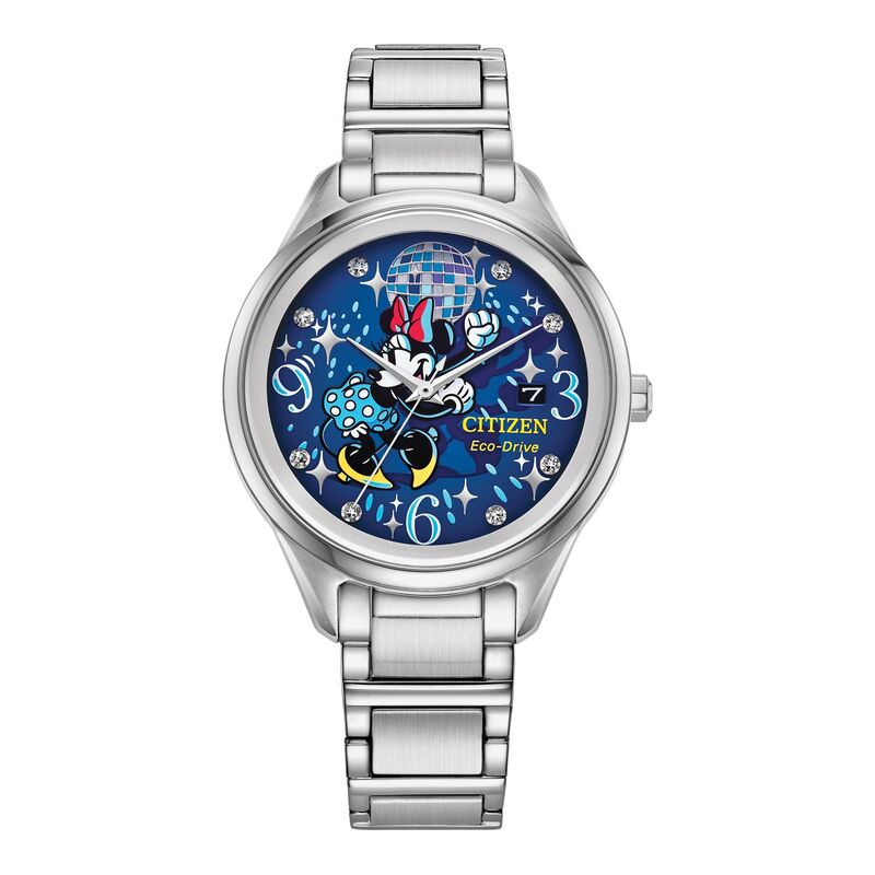 【送料無料】 シチズン レディース 腕時計 アクセサリー Citizen Women's Eco-Drive Disney's Minnie Mouse Dancing Minnie Stainless Steel Crystal Accent Blue Dial Bracelet Watch Gold Silver