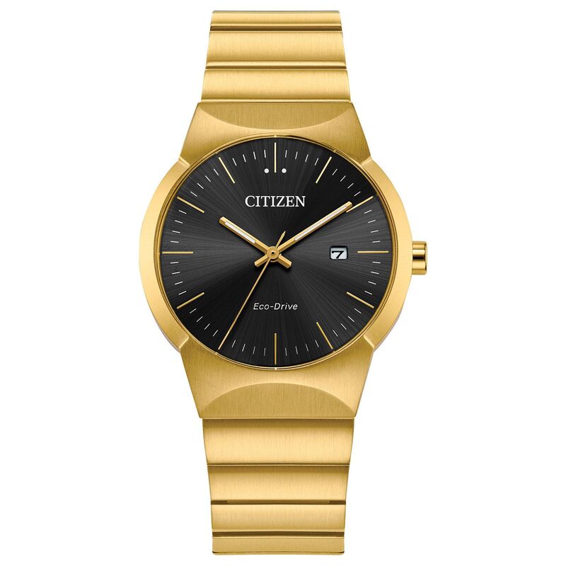 【送料無料】 シチズン レディース 腕時計 アクセサリー Citizen Women's Eco-Drive Modern Axiom Gold Tone Stainless Steel Black Dial Bracelet Watch Gold