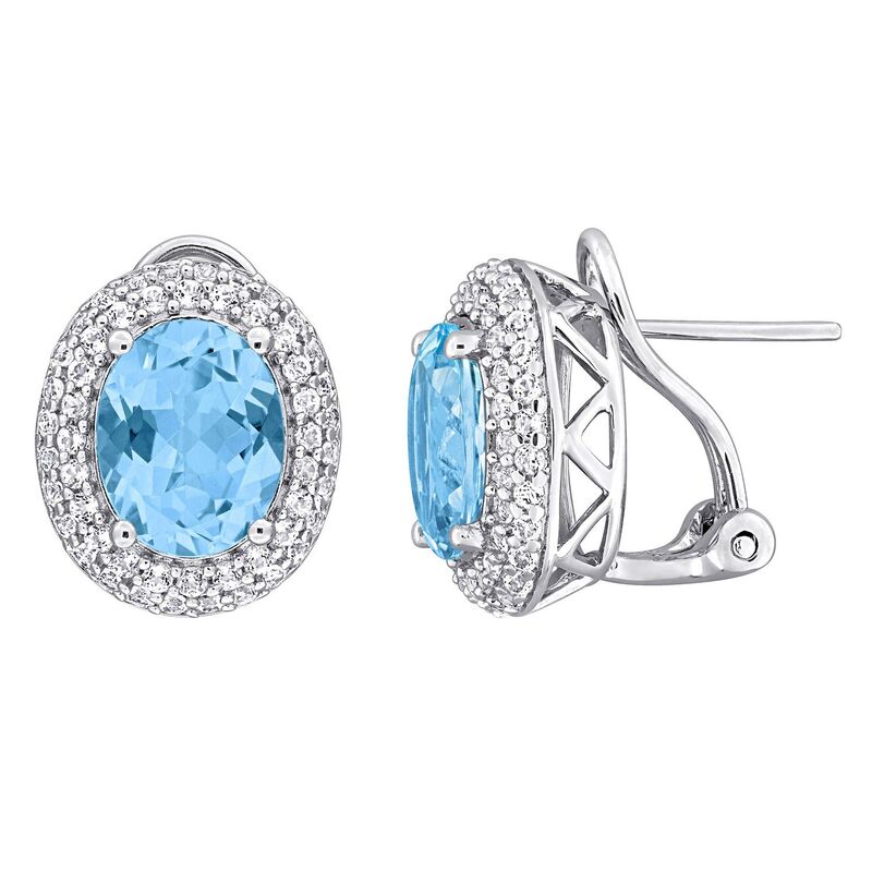 ステラ グレース レディース アクセサリー ピアス・イヤリング Stella Grace Sterling Silver Sky Blue Topaz & White Topaz Double Halo Earringsterling Silver シルバー