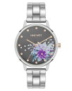 【送料無料】 ナインウェスト レディース 腕時計 アクセサリー Nine West Women's Floral Dial Scattered Crystal ...