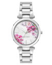 【送料無料】 ナインウェスト レディース 腕時計 アクセサリー Nine West Women's Pink Floral Dial Polished Meta...