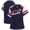 【送料無料】 プロファイル レディース Tシャツ トップス Women's Profile Navy Cleveland Guardians Plus Sized Arched Notch Neck T-Shirt Grd Navy