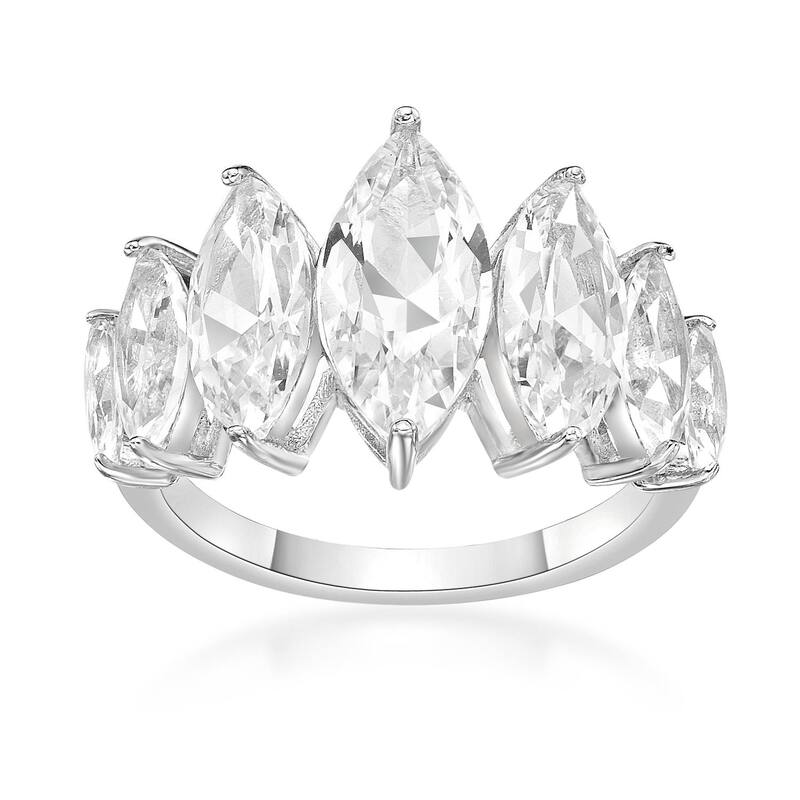【送料無料】 Gemminded レディース リング アクセサリー Gemminded Sterling Silver Lab-Created White Sapphire 7-Stone Ring Sterling