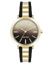 【送料無料】 ナインウェスト レディース 腕時計 アクセサリー Nine West Women's Gold Tone & Black Band Watch w...