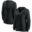 【送料無料】 ファナティクス レディース Tシャツ トップス Women's Fanatics Pittsburgh Steelers Blackout Slub Hoodie V-Neck Long Sleeve T-Shirt Stl Black