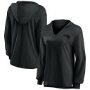 【送料無料】 ファナティクス レディース Tシャツ トップス Women's Fanatics New England Patriots Blackout Slub Hoodie V-Neck Long Sleeve T-Shirt Pat Black