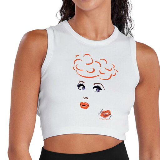 【送料無料】 ライセンス キャラクター レディース Tシャツ トップス Juniors' I Love Lucy Glam Eyelashes Cropped Tank White 【送料無料】 ライセンス キャラクター レディース Tシャツ トップス Juniors' I Love Lucy Glam Eyelashes Cropped Tank White