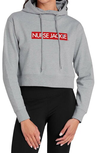 【送料無料】 ライセンス キャラクター レディース Tシャツ トップス Juniors' Nurse Jackie Classic Logo Crop Hoodie Grey 【送料無料】 ライセンス キャラクター レディース Tシャツ トップス Juniors' Nurse Jackie Classic Logo Crop Hoodie Grey