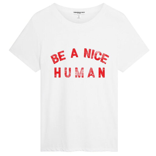 【送料無料】 アンブランデッド レディース Tシャツ トップス Juniors' Suburban Riot "Be A Nice Human" Loose Graphic Tee White 【送料無料】 アンブランデッド レディース Tシャツ トップス Juniors' Suburban Riot "Be A Nice Human" Loose Graphic Tee White