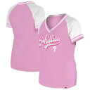 【送料無料】 ニューエラ レディース Tシャツ トップス Women's New Era Light Pink Philadelphia Phillies Gameday V-Neck T-Shirt Phl Light(4)