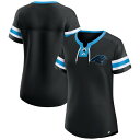 【送料無料】 ファナティクス レディース Tシャツ トップス Women's Fanatics Black Carolina Panthers Lace-Up Bling T-Shirt Pth Black
