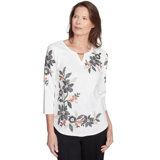 【送料無料】 アルフレッド ダナー レディース Tシャツ トップス Alfred Dunner Petite Earthy Floral Embroidered Textured Top Natural 【送料無料】 アルフレッド ダナー レディース Tシャツ トップス Alfred Dunner Petite Earthy Floral Embroidered Textured Top Natural