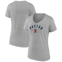 【送料無料】 ファナティクス レディース Tシャツ トップス Women's Fanatics Gray Boston Red Sox V-Neck T-Shirt Rsx Grey
