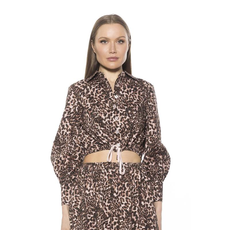 【送料無料】 アレクシアアドマー レディース シャツ トップス Women's ALEXIA ADMOR Gianna Button Down Poplin Shirt Leopard
